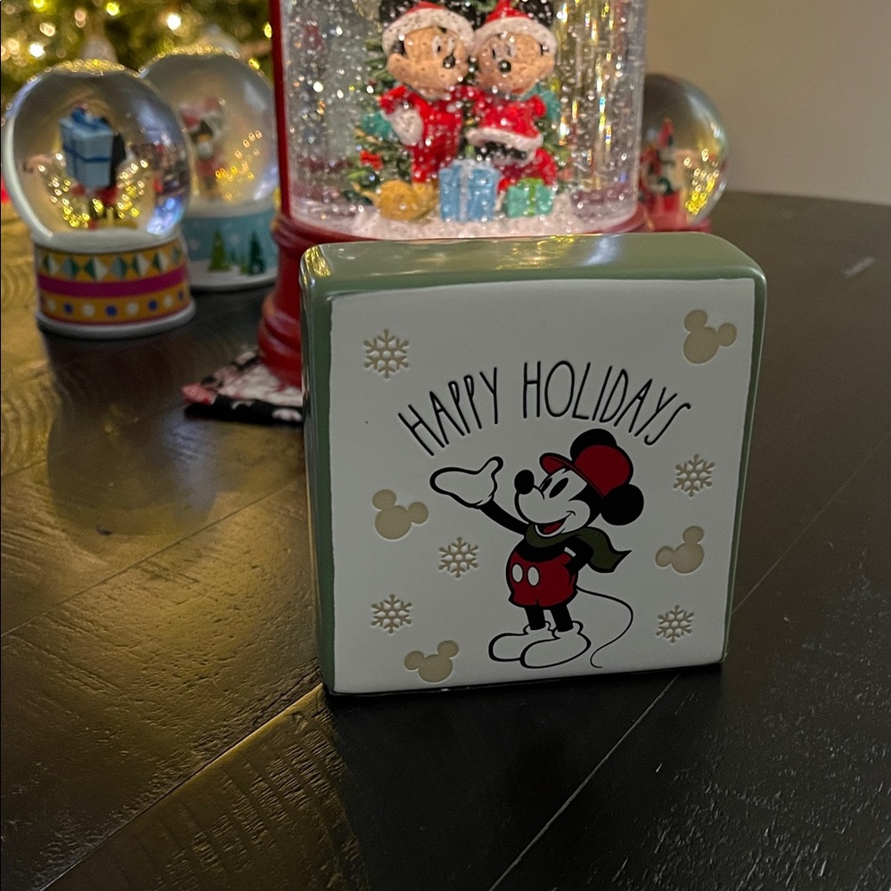 Disney Mickey Mouse Festive Green and White Decor Block